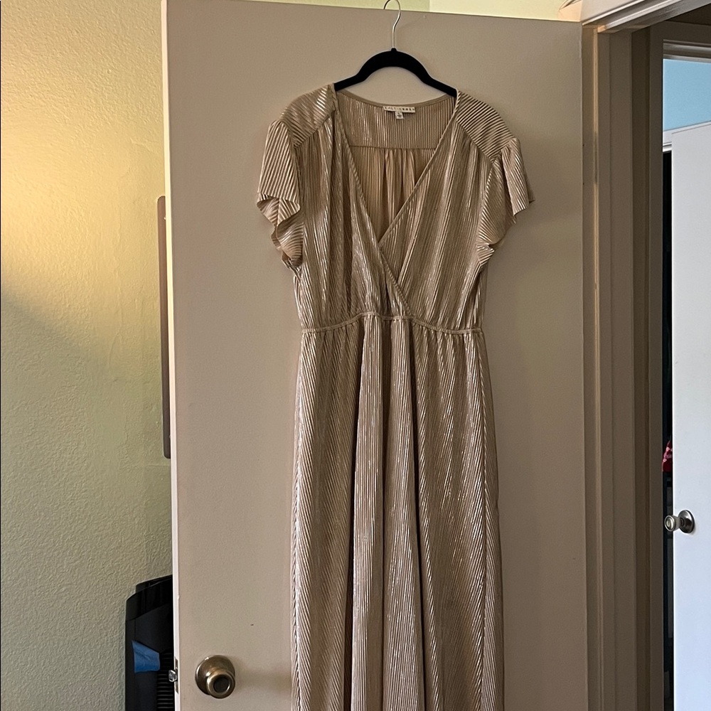 Baltic Born Athena Ribbed Maxi Dress — Shimmery Champagne - Picture 2 of 3